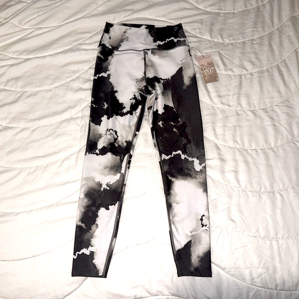 Sage Collective Women’s Activewear Leggings Small Storm Grey/White